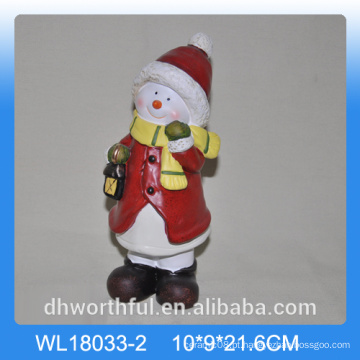 Boneco de neve de cerâmica por atacado para a decoração do Natal